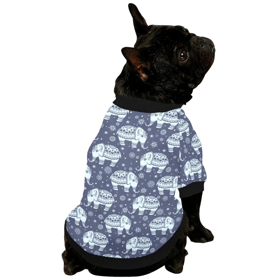 Elephant tribal design pattern All Over Print Pet Dog Round Neck Fuzzy Shirt