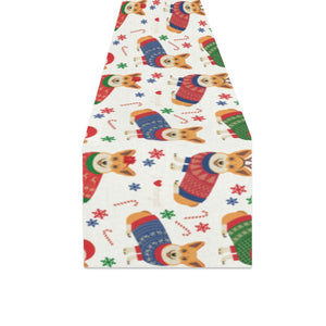 Corgi Christmas Pattern Table Runner