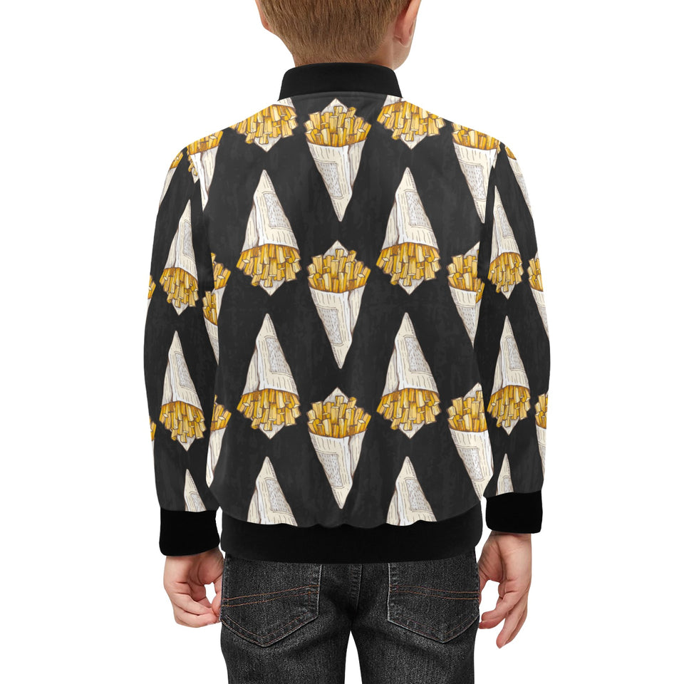 French fries dark background Kids' Boys' Girls' Bomber Jacket