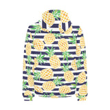 Pineapples pattern striped background Men's Padded Hooded Jacket