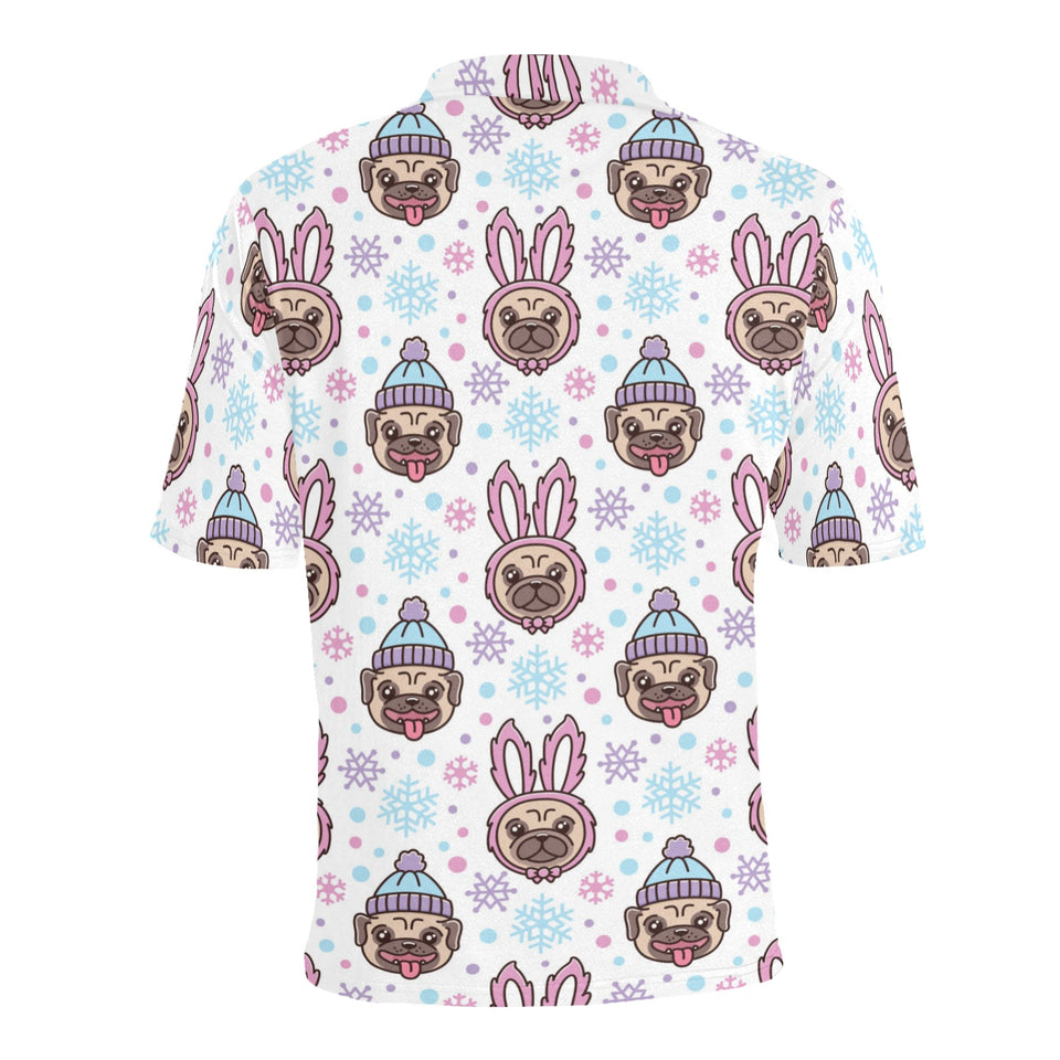 Cute pug hat rabbit costume pattern Men's All Over Print Polo Shirt