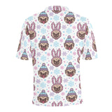 Cute pug hat rabbit costume pattern Men's All Over Print Polo Shirt