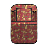 Saxophone cornet pattern red background Car Seat Back Organizer