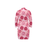 Rose Pattern Print Design 02 Men's Long Sleeve Belted Night Robe