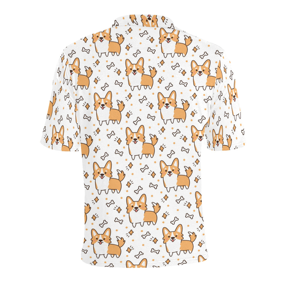 Cute corgi heart star bone pattern Men's All Over Print Polo Shirt