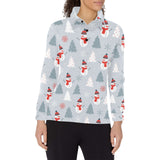 Snowman christmas tree snow gray background Women's Long Sleeve Polo Shirt