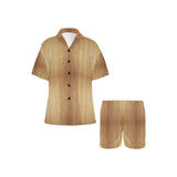 Wood Printed Pattern Print Design 05 Women's V-Neck Short Pajama Set