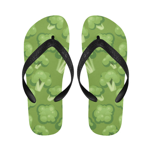 Broccoli pattern green background Unisex Flip Flops