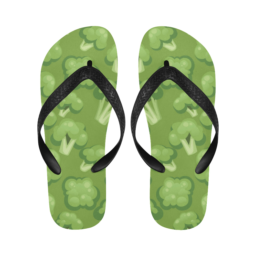 Broccoli pattern green background Unisex Flip Flops