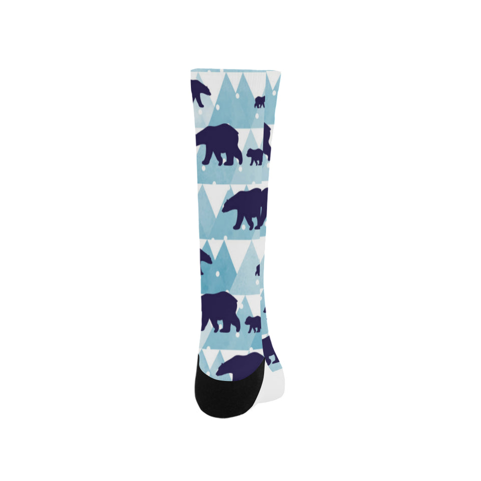 polar bear winter snow pattern Crew Socks
