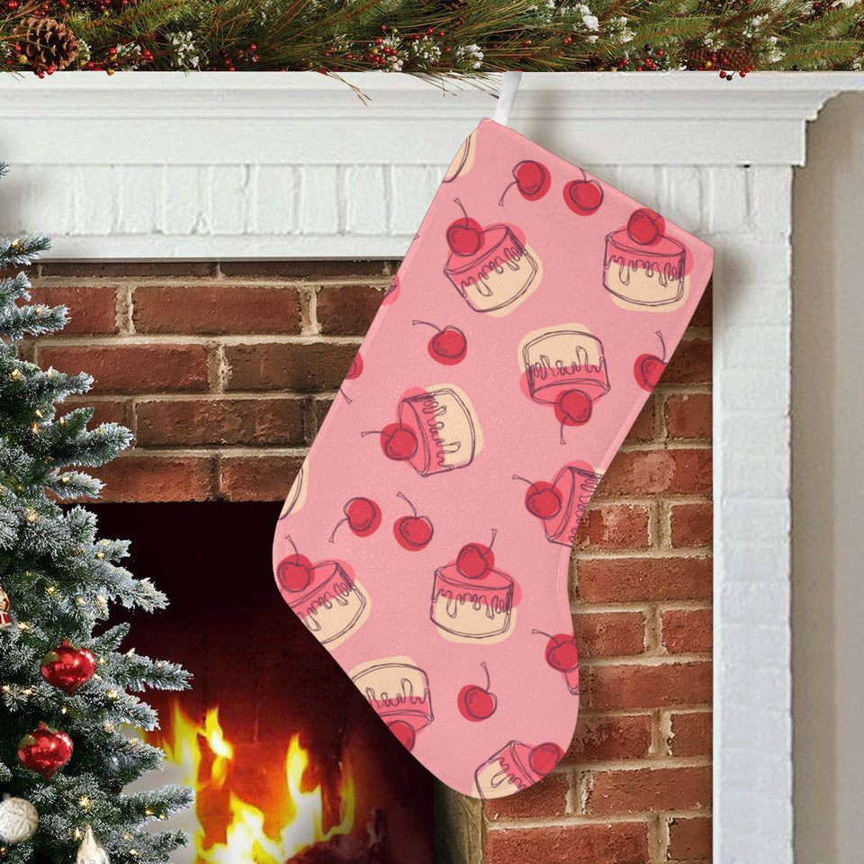 Cake cherry pattern Christmas Stocking
