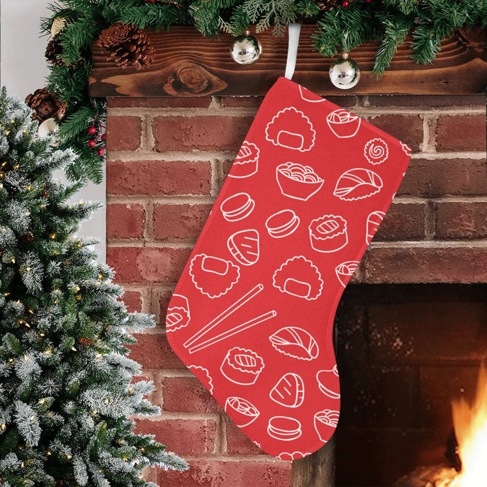 sushi pattern red background Christmas Stocking