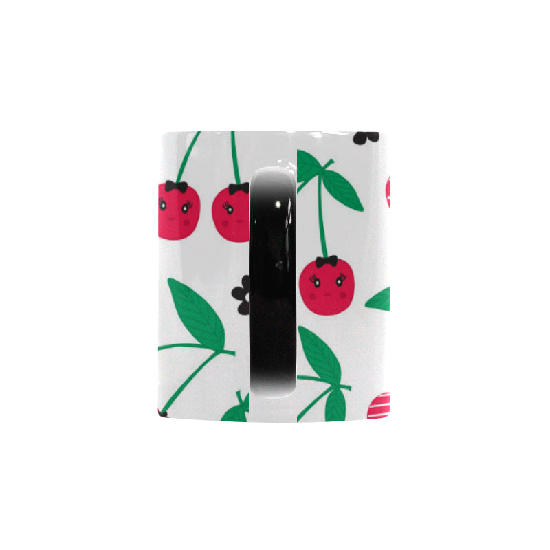 cherry pattern white background Morphing Mug Heat Changing Mug