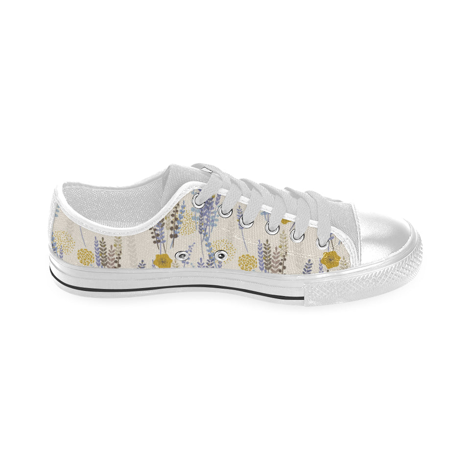 Lavender modern pattern blackground Men's Low Top Canvas Shoes White