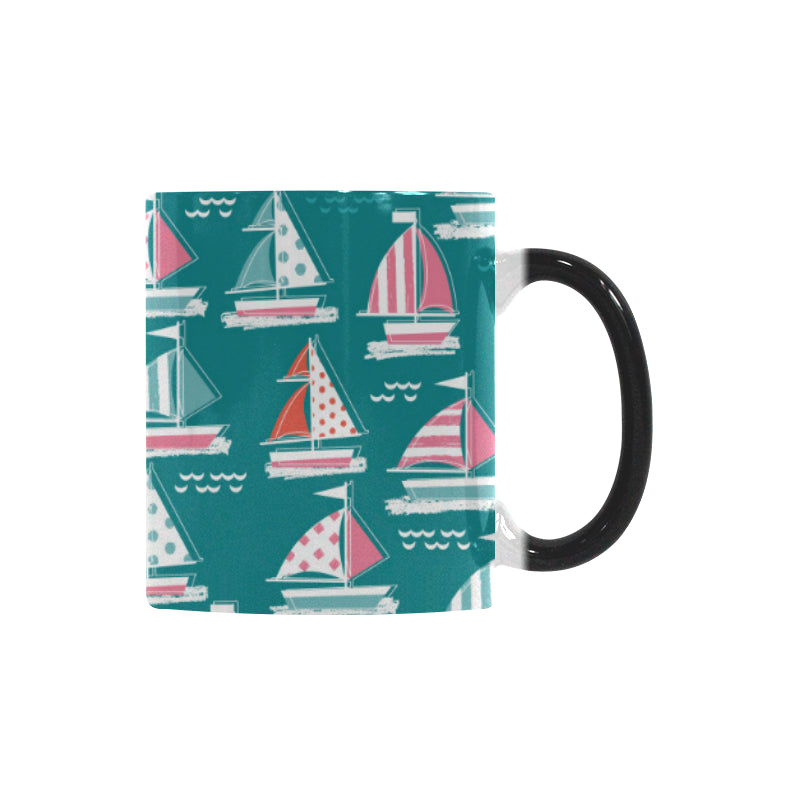 Cute sailboat pattern Morphing Mug Heat Changing Mug