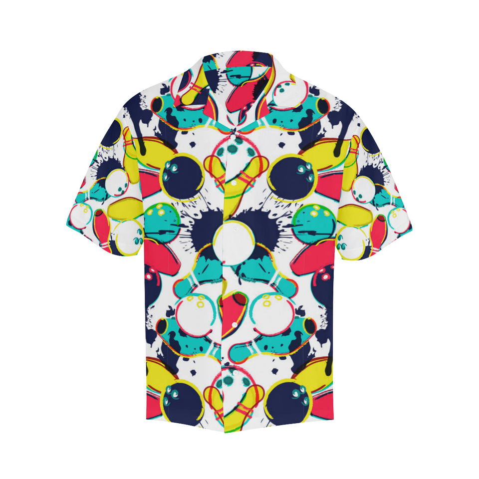 watercolor bowling ball pins Men's All Over Print Hawaiian Shirt