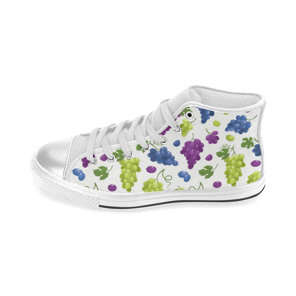 Grape pattern Women's High Top Canvas Shoes White