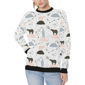 Polar bears star poka dot pattern Women's Crew Neck Sweatshirt