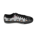 Cute ninja pattern Men's Low Top Canvas Shoes Black