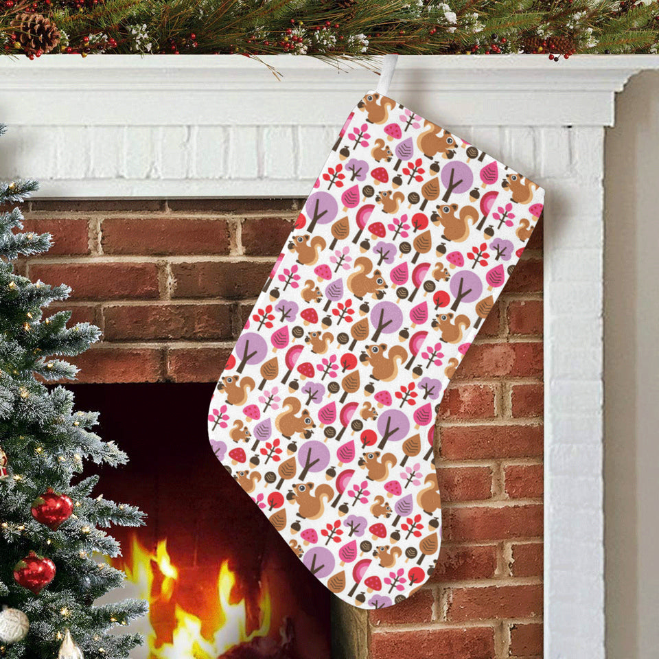 Squirrel Pattern Print Design 02 Christmas Stocking