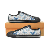 blue butterfly pattern Men's Low Top Canvas Shoes Black