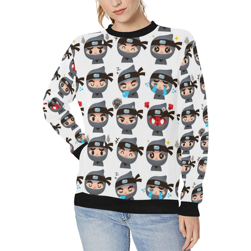 Cute ninja design pattern Women's Crew Neck Sweatshirt
