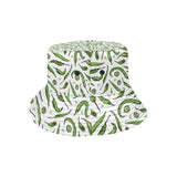 Hand drawn sketch style green Chili peppers patter Unisex Bucket Hat