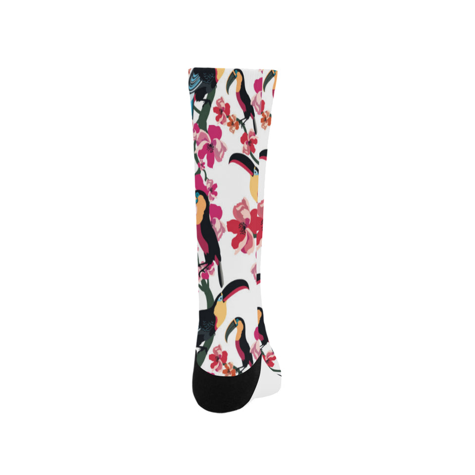 Toucan flower design pattern Crew Socks