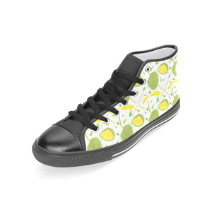 Durian pattern background Women's High Top Canvas Shoes Black