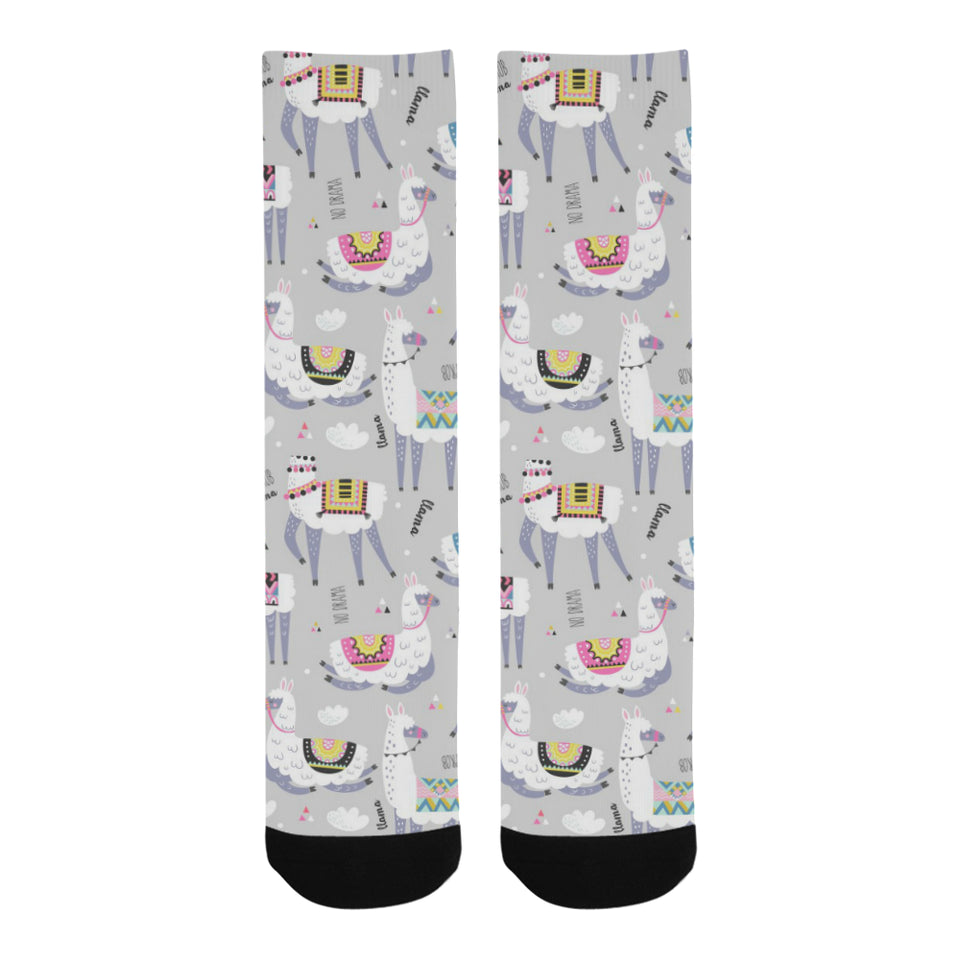 Cute Llama Alpaca pattern Crew Socks