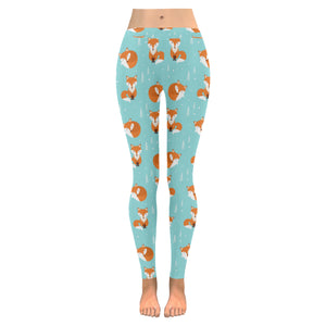 Fox pattern blue b ackground Women's Legging Fulfilled In US