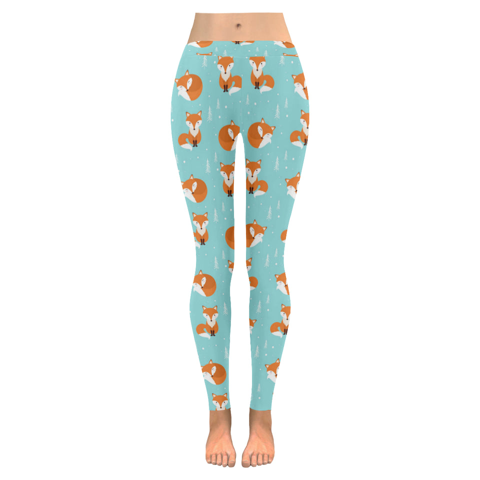 Fox pattern blue b ackground Women's Legging Fulfilled In US