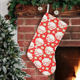 Cute Maneki neko cat red background Christmas Stocking