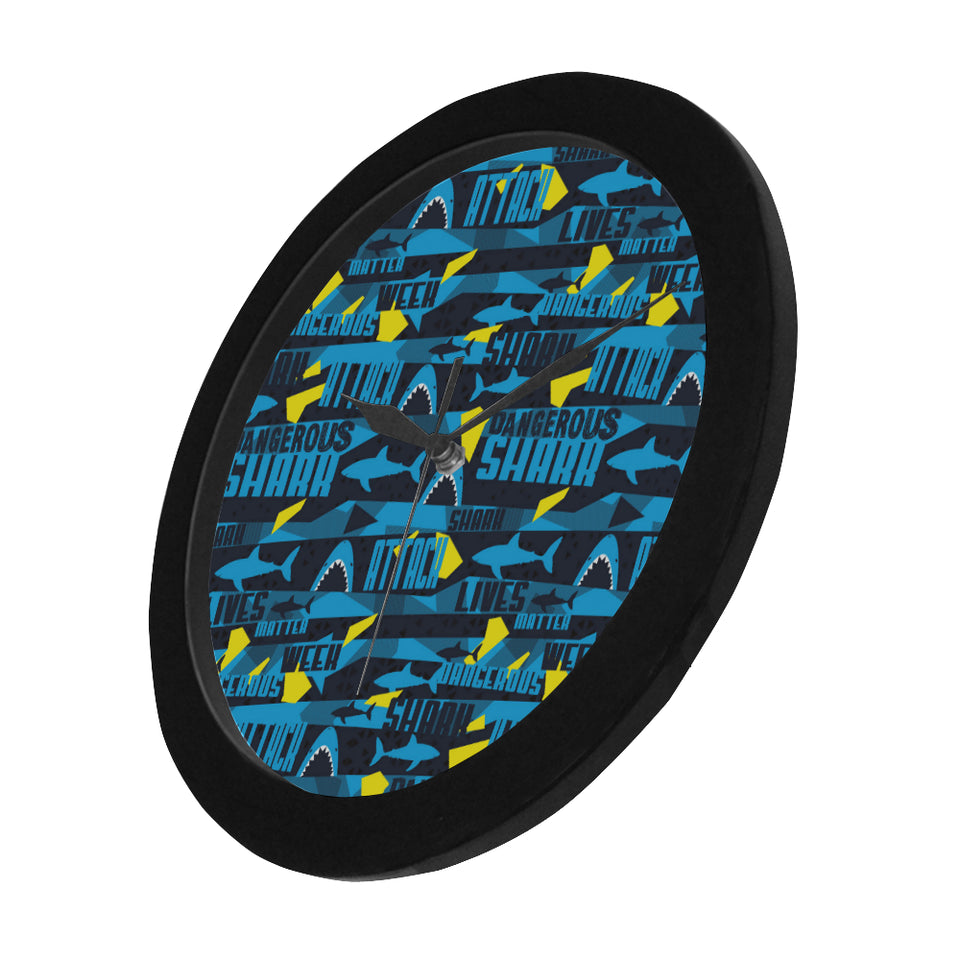 Shark dangerous Elegant Black Wall Clock