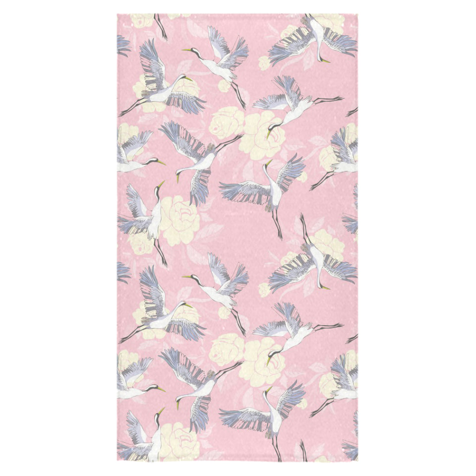Japanese crane rose pattern Bath Towel