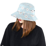 White cute pomeranian pattern Unisex Bucket Hat