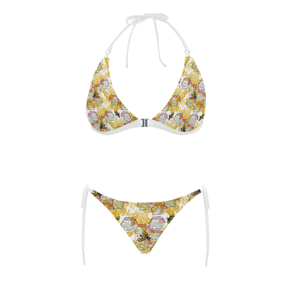 Cool Bee honeycomb leaves pattern Sexy Bikinis Two-Piece Swimsuits