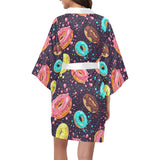Colorful donut glaze pattern Women's Short Kimono Robe