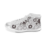 Classic vintage clock pattern Women's High Top Canvas Canvas Shoes White