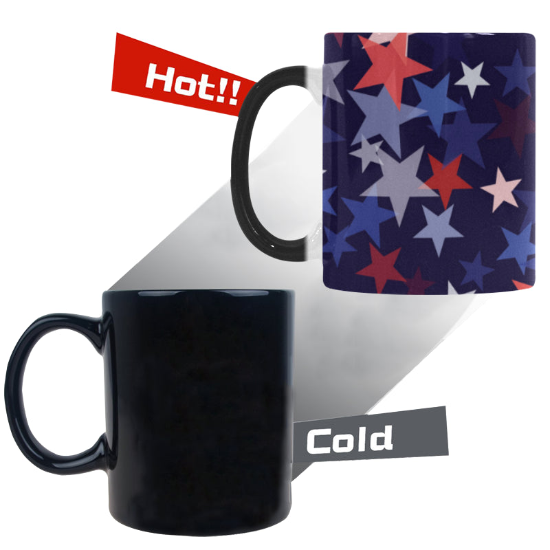 Red blue star pattern Morphing Mug Heat Changing Mug