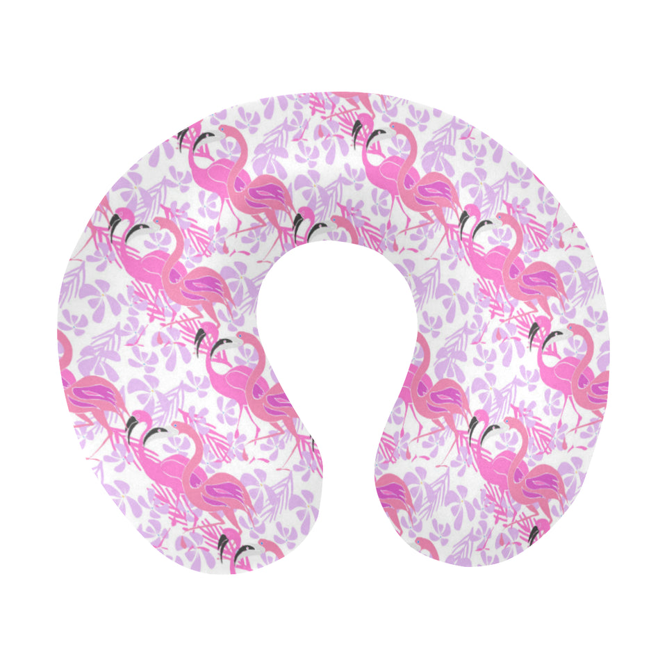 Pink flamingo flower pattern U-Shaped Travel Neck Pillow