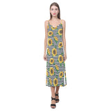 sunflowers ribbon background V-Neck Open Fork Long Dress