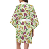Paassion fruit pattern Women's Short Kimono Robe