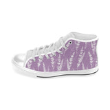 Lavender flowers purple pattern Men's High Top Canvas Shoes White