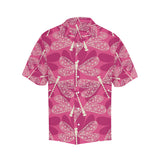 Beautiful dragonfly pink background Men's All Over Print Hawaiian Shirt