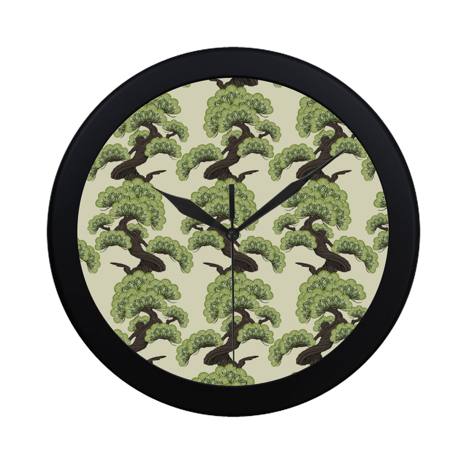 Bonsai pattern Elegant Black Wall Clock