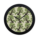 Bonsai pattern Elegant Black Wall Clock