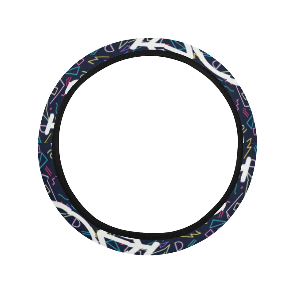 Bicycle Pattern Print Design 03 Car Steering Wheel Cover