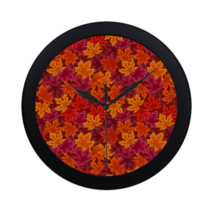 Autumn maple leaf pattern Elegant Black Wall Clock