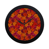 Autumn maple leaf pattern Elegant Black Wall Clock